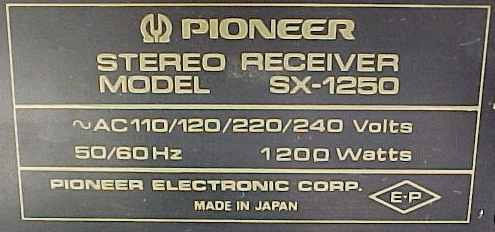 The information plate on a beast of a receiver.